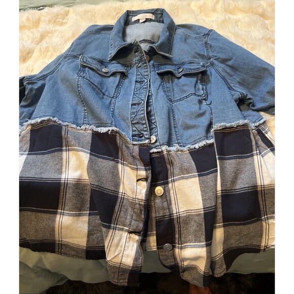 E.S.T. Denim 1946 Shacket For Women With Plaid Detail 18/20W - Picture 11 of 11